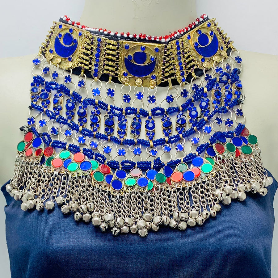 Blue Stones Handmade Kuchi Choker Necklace