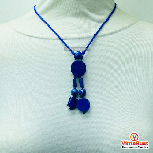 Bohemian Lapis Lazuli Beaded Pendant Necklace