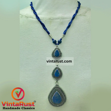Load image into Gallery viewer, Bohemian Lapis Lazuli Stone Teardrop Pendant Necklace
