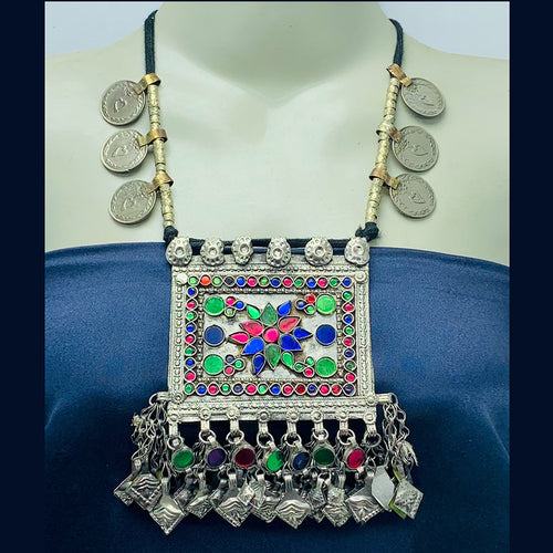 Bohemian Necklace With Coins and Multicolor Pendant