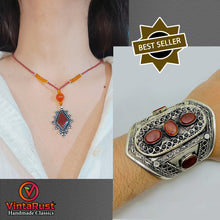 Load image into Gallery viewer, Bohemian Stone Jewelry Cuff Bracelet with Necklace
