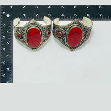 Load image into Gallery viewer, Boho Adjustable Red Coral Stones Cuff Bracelet
