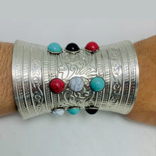 Load image into Gallery viewer, Boho Cuff Bracelet With Multicolor Stones
