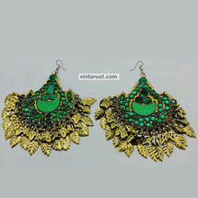 Load image into Gallery viewer, Boho Green Oversized Kuchi Classic Earrings
