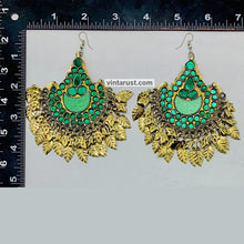 Load image into Gallery viewer, Boho Green Oversized Kuchi Classic Earrings
