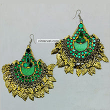 Load image into Gallery viewer, Boho Green Oversized Kuchi Classic Earrings
