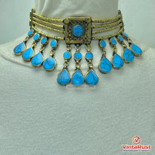Load image into Gallery viewer, Boho Kuchi Turquoise Statement Choker Necklace
