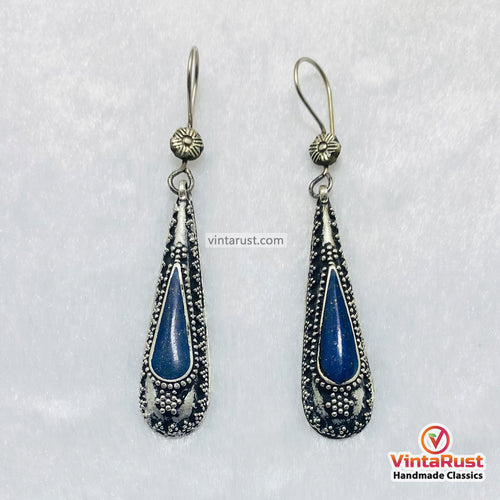Boho Lapis Lazuli Minimalist Drop Earrings