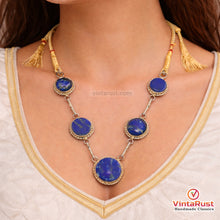 Load image into Gallery viewer, Handmade Boho Lapis Lazuli Round Pendant Necklace
