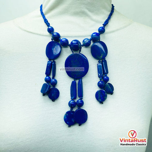 Boho Lapis Lazuli Three Pendant Necklace