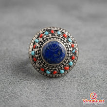 Load image into Gallery viewer, Boho Lapis Lazuli Turquoise Statement Ring
