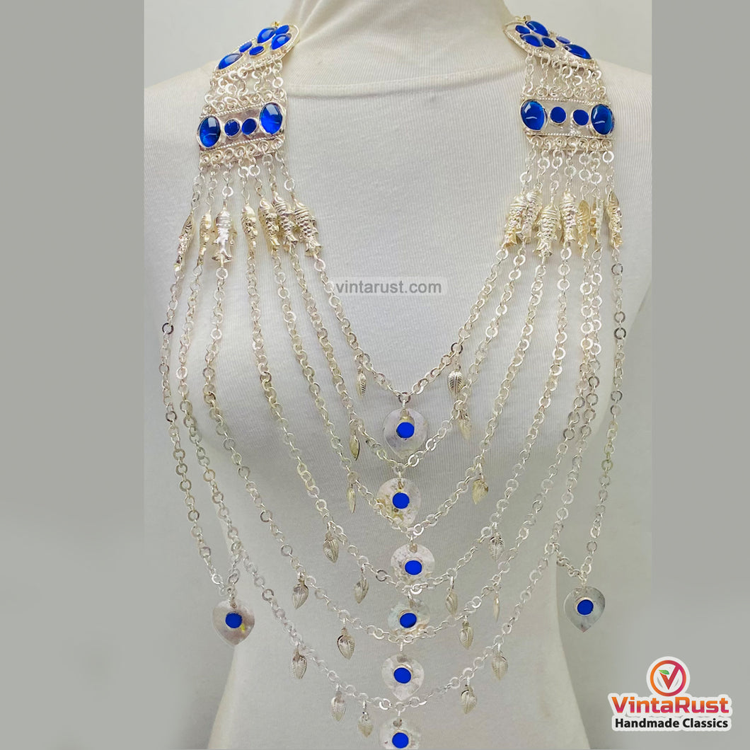 Boho Multilayer Silver Chain Necklace