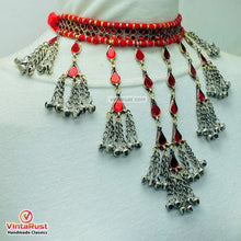 Load image into Gallery viewer, Boho Tribal Red Glass Stones Choker Necklace

