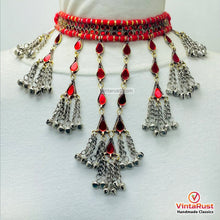 Load image into Gallery viewer, Boho Tribal Red Glass Stones Choker Necklace
