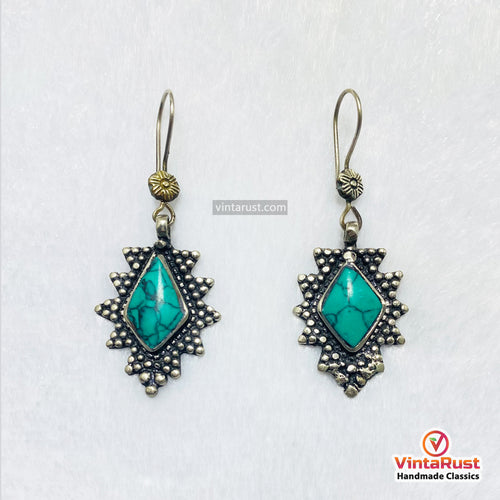 Boho Turquoise Sterling Silver Dangle Earrings