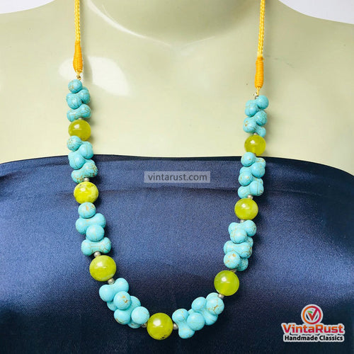 Boho Turquoise Stone Beaded Necklace
