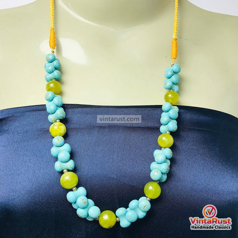 Boho Turquoise Stone Beaded Necklace