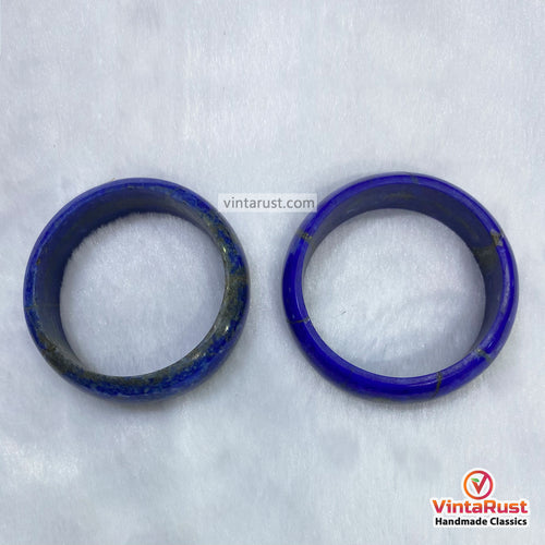Bold Blue Lapis Lazuli Bangle Bracelet Set