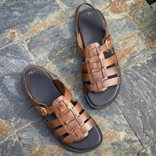 Load image into Gallery viewer, Brown Leather Gladiator Sandals for Men: Handmade Comfortable Summer Sandals
