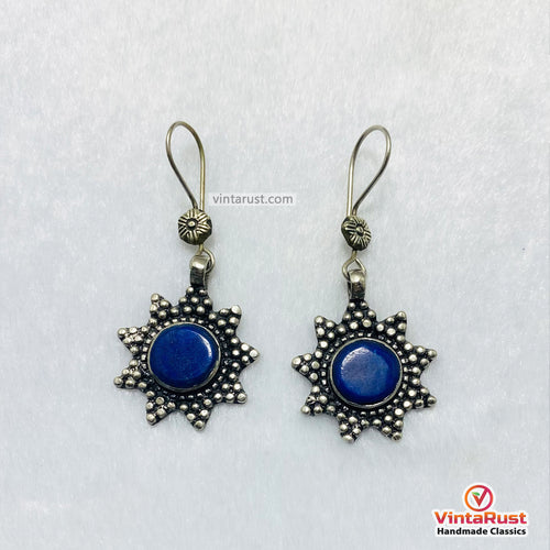 Celestial Lapis Lazuli Starburst Boho Earrings