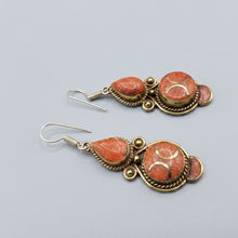Load image into Gallery viewer, Handmade Nepalese Coral Earrings
