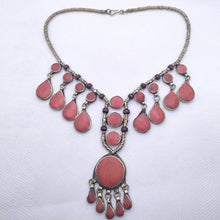 Load image into Gallery viewer, Dangling Stones Bib Necklace with Wooden Beads
