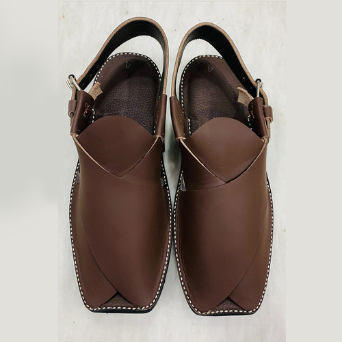 Dark Brown Handmade Leather Peshawari Chappal