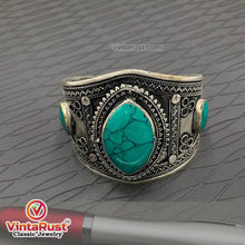 Load image into Gallery viewer, Ethnic Green Stone Handcuff Bracelet
