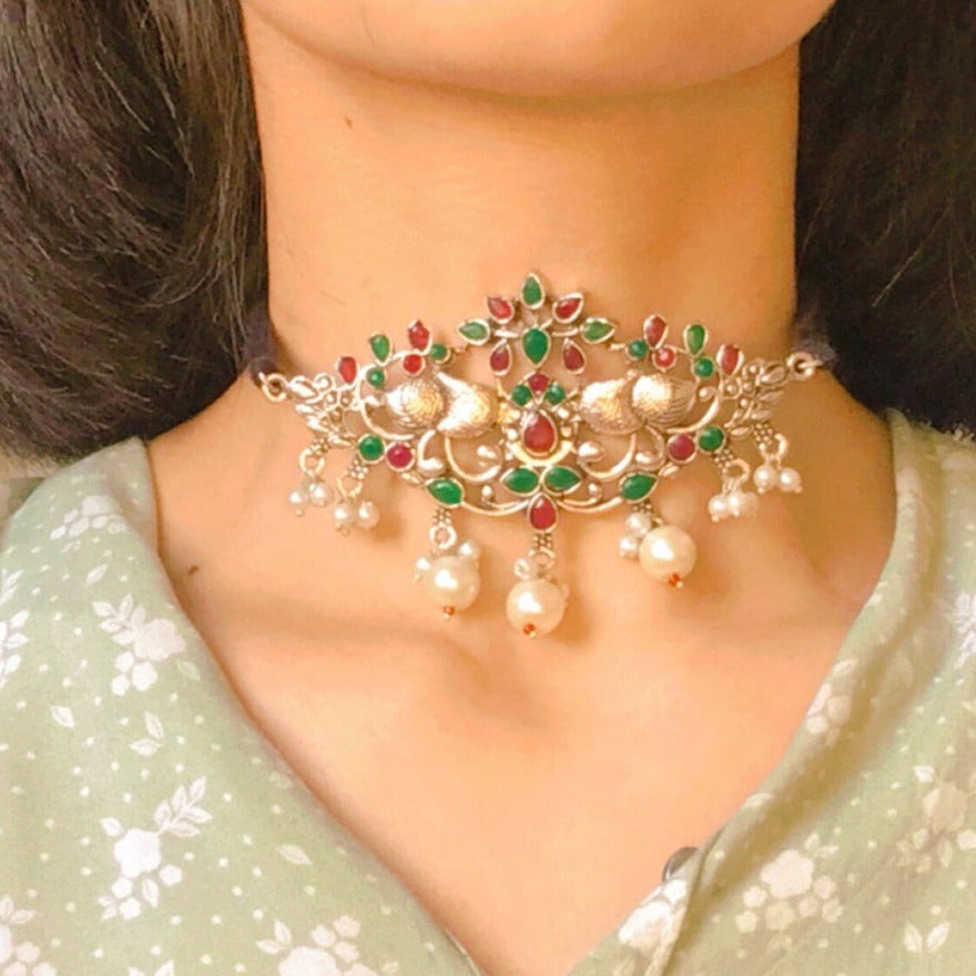 Ethnic Handmade Choker Necklace With Pearls