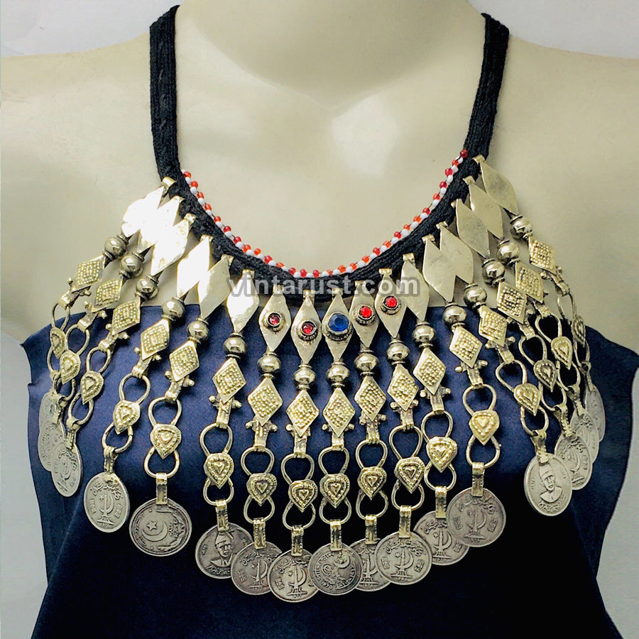 Ethnic Vintage Dangling Coins Choker Necklace