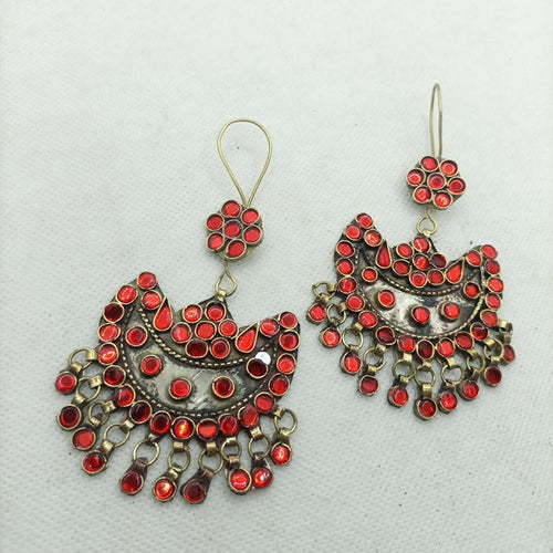 Glass Stones Beads Style Kuchi Earrings