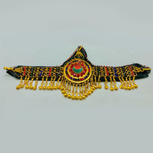 Load image into Gallery viewer, Golden Matha Patti With Multicolor Glass Stones
