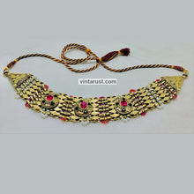 Load image into Gallery viewer, Golden Metal Collar Choker Necklace With Multicolor Stones
