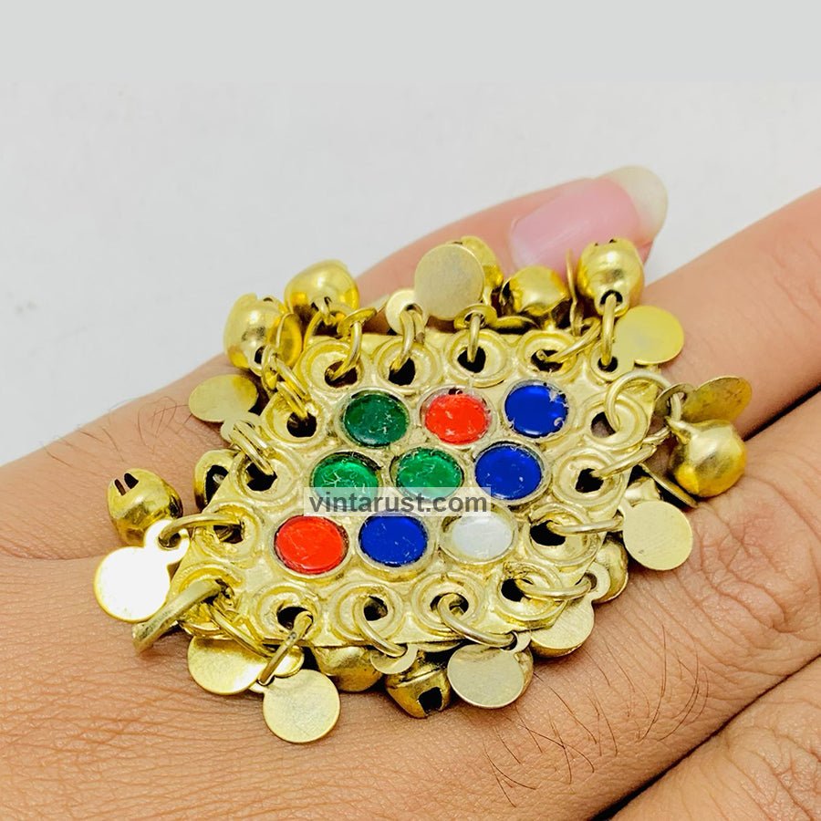 Golden Tone Massive Big Ring With Small Bells