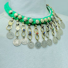 Load image into Gallery viewer, Green Vintage Coins Choker Necklace
