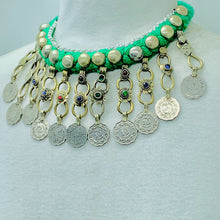 Load image into Gallery viewer, Green Vintage Coins Choker Necklace
