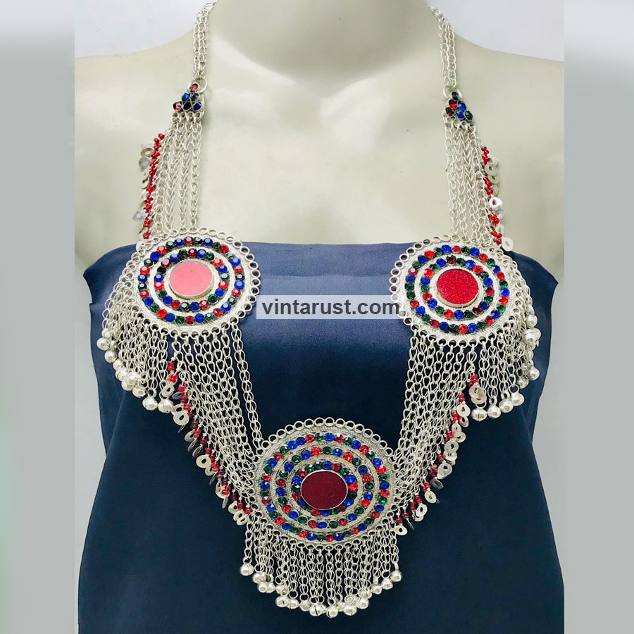 Gypsy Handmade Bib Necklace With Dangling Bells