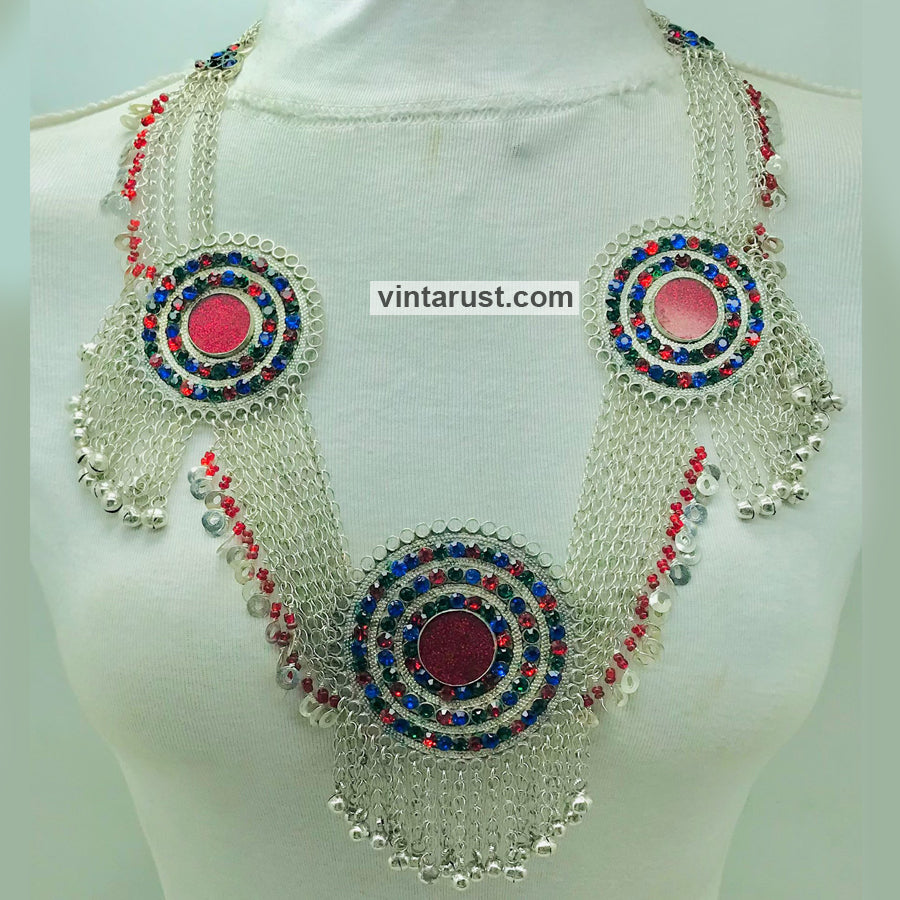 Gypsy Handmade Bib Necklace With Dangling Bells