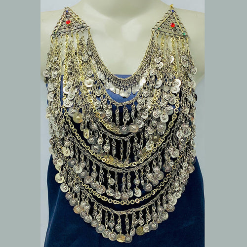 Silver Kuchi Bib Necklace With Dangling Tassels