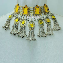 Load image into Gallery viewer, Gypsy Style Yellow Stones Statement Choker Necklace
