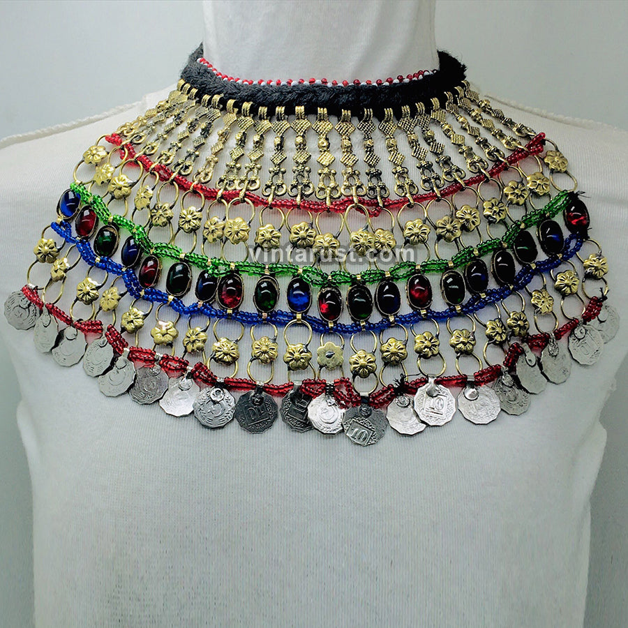 Gypsy Tribal Choker Necklace With Coins