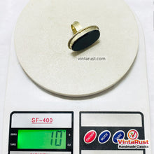 Load image into Gallery viewer, Handcrafted Black Gemstone Statement Silver Ring
