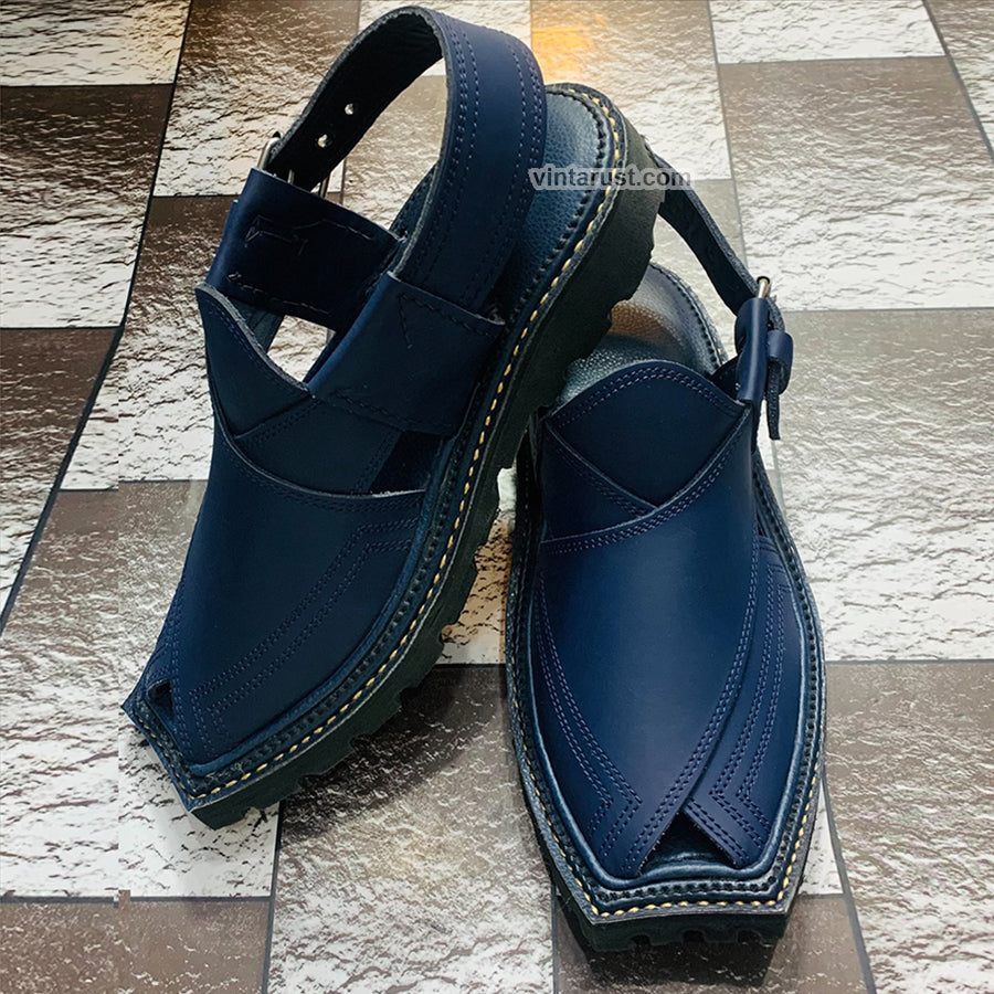 Handcrafted Blue Casual Leather Shoes
