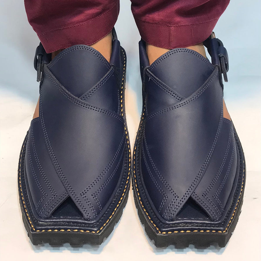 Handcrafted Blue Casual Leather Shoes