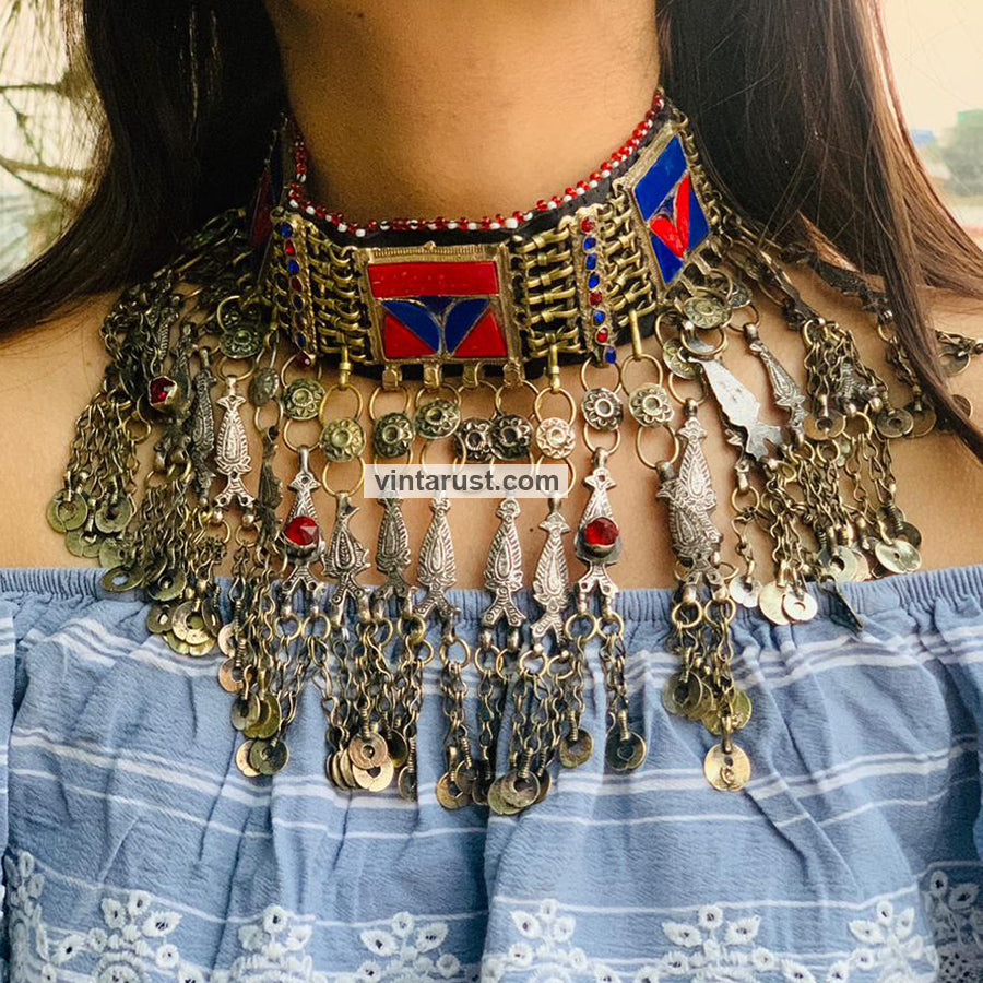 Handcrafted Choker Necklace With Motifs and Tassels