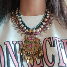 Load image into Gallery viewer, Hancrafted Kuchi Necklace With Multicolor Glass Stones
