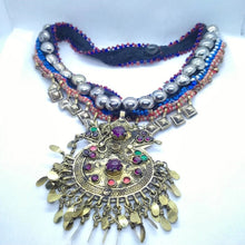 Load image into Gallery viewer, Hancrafted Kuchi Necklace With Multicolor Glass Stones
