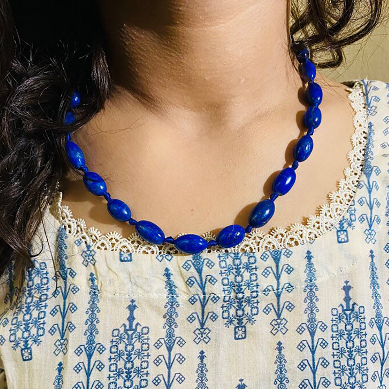 Handcrafted Lapis Lazuli Beaded Stone Necklace