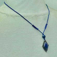 Load image into Gallery viewer, Handcrafted Lapis Lazuli Diamond Pendant Necklace
