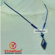 Load image into Gallery viewer, Handcrafted Lapis Lazuli Diamond Pendant Necklace
